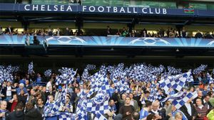 Imagen de la grada de Stamford Bridge ocupada por la afición del Chelsea Imagen de la grada de Stamford Bridge ocupada por la afición del Chelsea