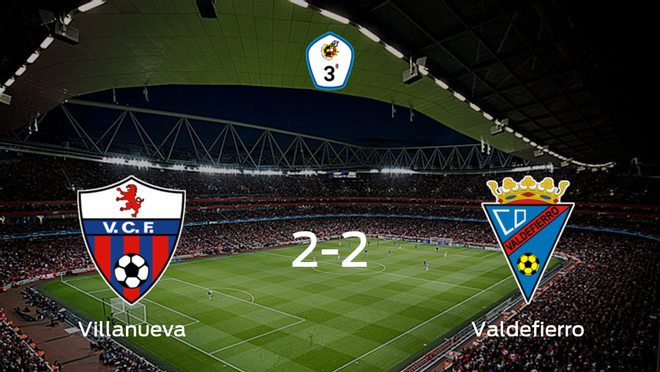 El Villanueva y el Valdefierro se reparten los puntos y empatan 2-2 El Villanueva y el Valdefierro se reparten los puntos y empatan 2-2