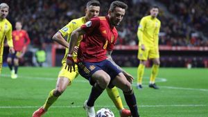 Saúl, durante el partido ante Rumanía Saúl, durante el partido ante Rumanía