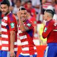 Jugadores del Granada celebrando un gol de Uzuni
