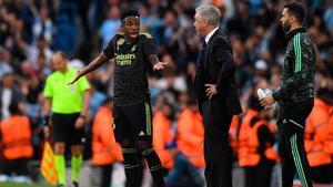 Manchester City - Real Madrid: El enfado de Vinicius con Ancelotti