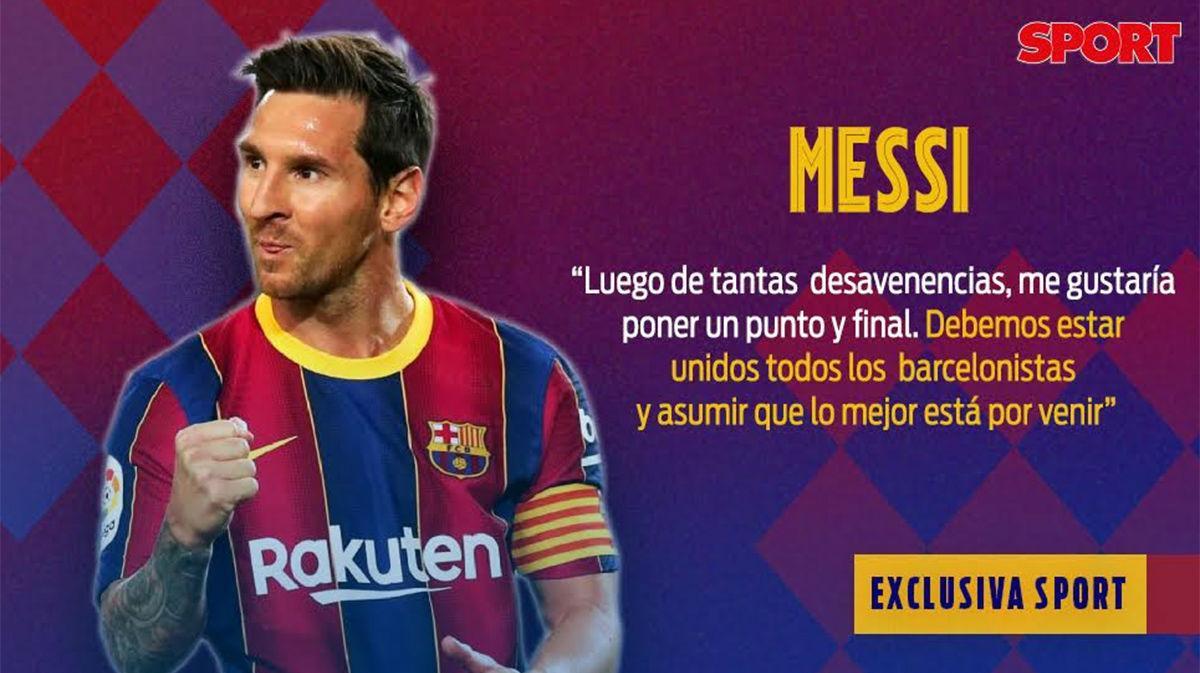 Las declaraciones de Messi en exclusiva para SPORT: Debemos unirnos