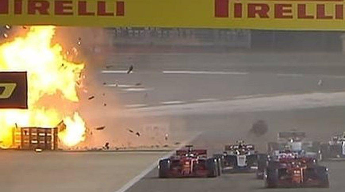 Espectacular imagen del accidente de Romain Grosjean en Bahrein