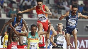 El español Fernando Carro, compitiendo en los 300m obstáculos de Doha 2019 El español Fernando Carro, compitiendo en los 300m obstáculos de Doha 2019