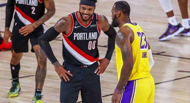 Anthony, en un partido anterior frente a los Lakers. Anthony, en un partido anterior frente a los Lakers.