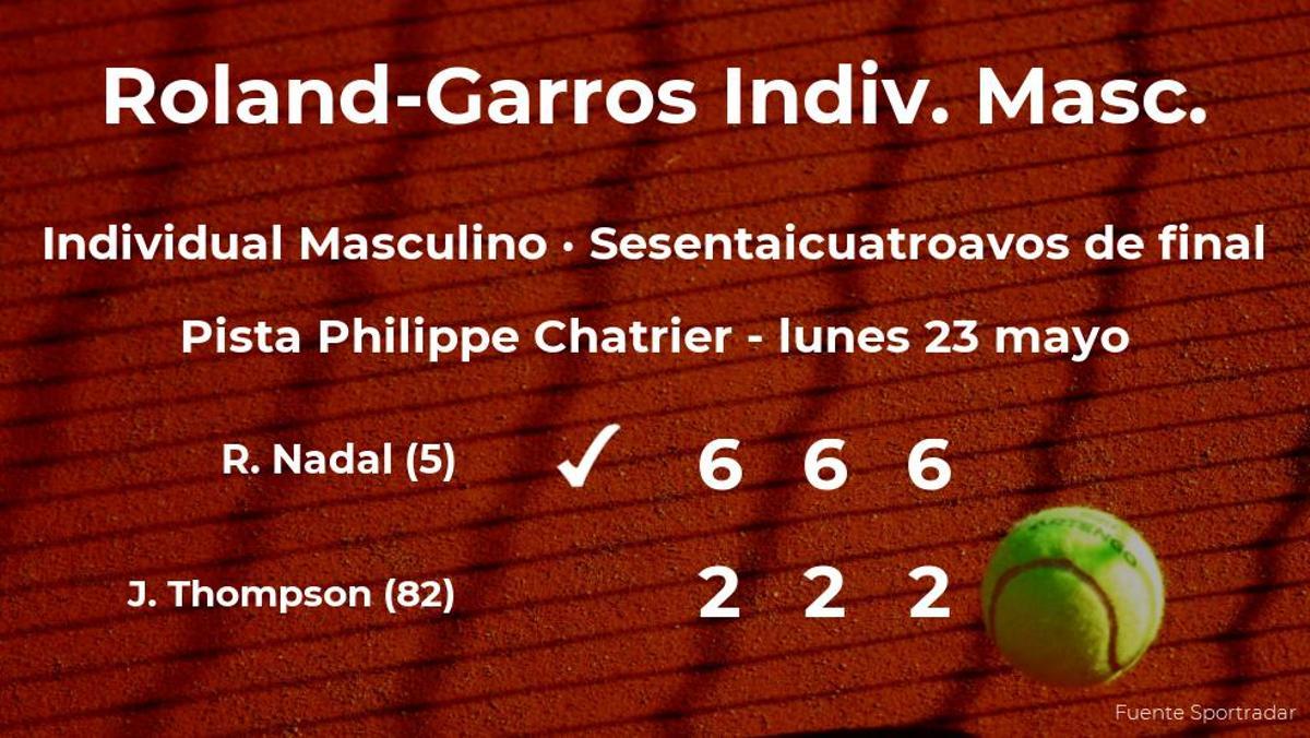 Rafael Nadal estará en los treintaidosavos de final de Roland-Garros