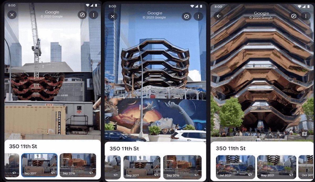 Google Street View permitirá retroceder en el tiempo desde la aplicación de iOS y Android. Google Street View permitirá retroceder en el tiempo desde la aplicación de iOS y Android.