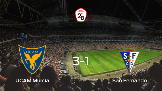 El UCAM Murcia se hace fuerte en casa y gana al San Fernando (3-1) El UCAM Murcia se hace fuerte en casa y gana al San Fernando (3-1)