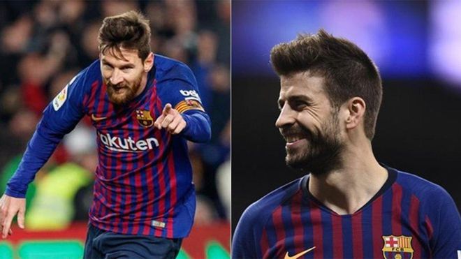 Messi y Piqué, en rueda de prensa Messi y Piqué, en rueda de prensa