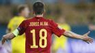 Jordi Alba, durante el partido de la selección española contra Suecia