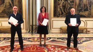 Luis Rubiales, Irene Lozano y Javier Tebas Luis Rubiales, Irene Lozano y Javier Tebas