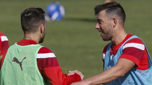 Sergi Enrich y Antonio Luna, durante su etapa en el Eibar Sergi Enrich y Antonio Luna, durante su etapa en el Eibar