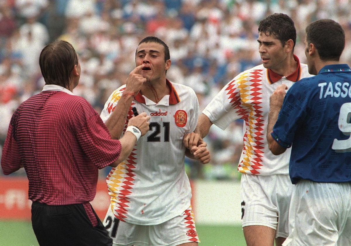 Luis Enrique, en el partido ante Italia de 1994