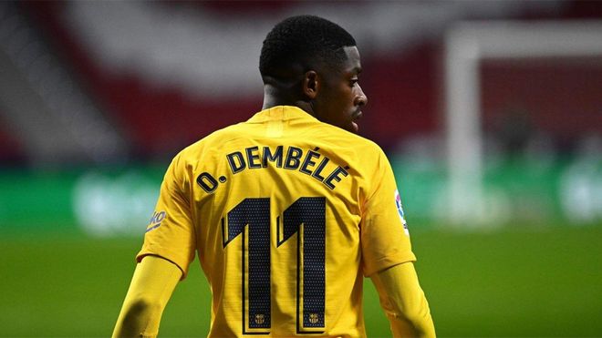 Dembélé, en el Wanda Metropolitano Dembélé, en el Wanda Metropolitano