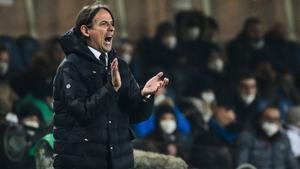Simone Inzaghi, entrenador del Inter de Milán, durante un partido de la Serie A