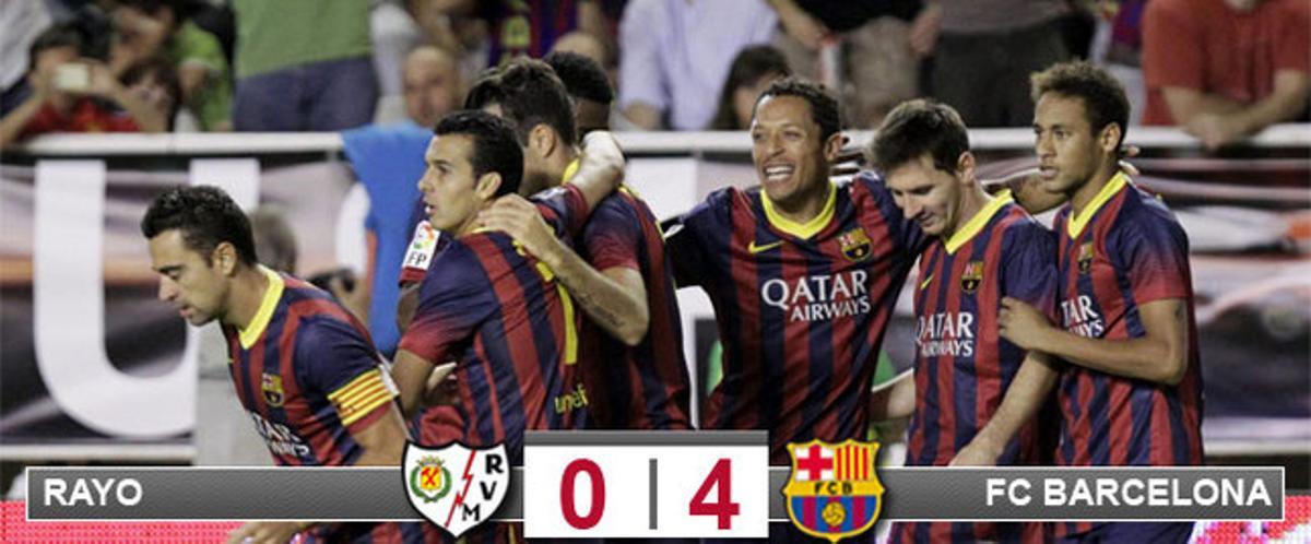 El Barça logró un contundente triunfo en Vallecas con un hat trick de Pedro