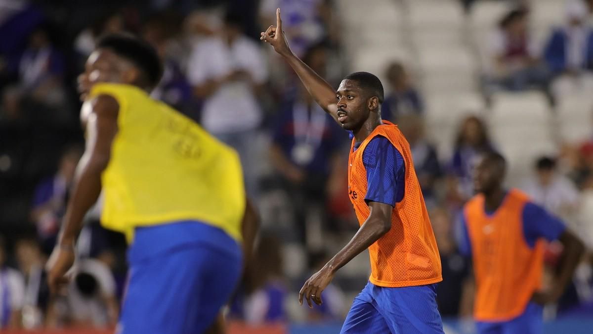 Ousmane Dembélé durante un entrenamiento con la selección francesa Ousmane Dembélé durante un entrenamiento con la selección francesa