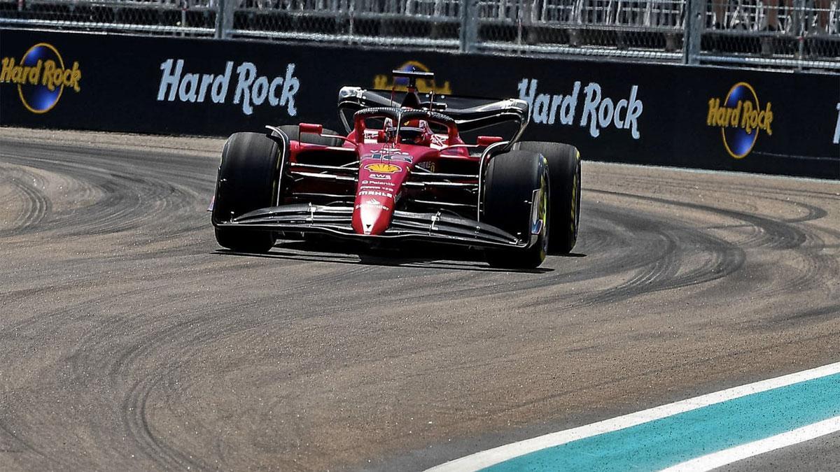 Leclerc, durante la primera sesión libre en el circuito de Miami
