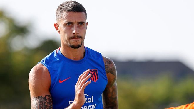 Mario Hermoso, durante un entrenamiento Mario Hermoso, durante un entrenamiento