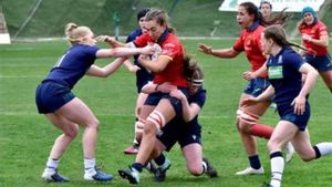 La jugadora de la selección española de rugby Anna Puig durante un partido ante Escocia La jugadora de la selección española de rugby Anna Puig durante un partido ante Escocia