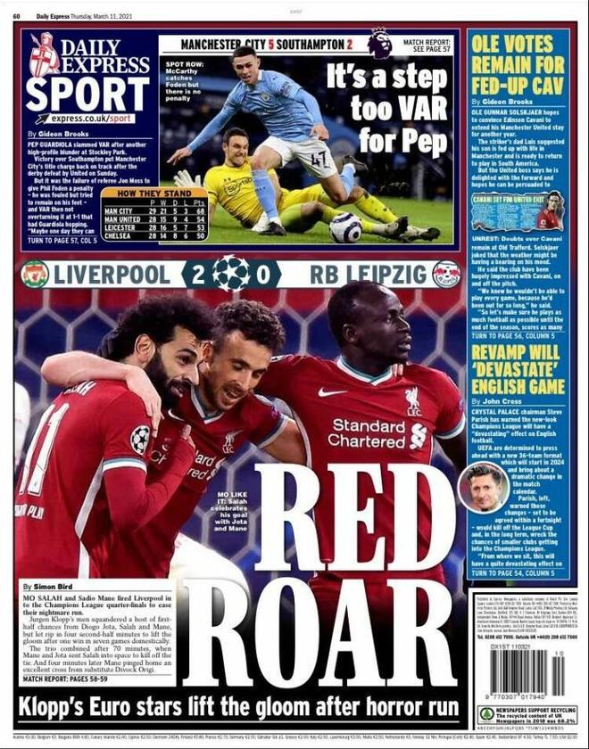 La portada de Daily Express Sport del 11/03/21
