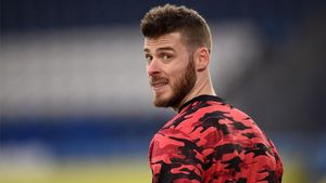 De Gea, durante un calentamiento con el Manchester United. De Gea, durante un calentamiento con el Manchester United.