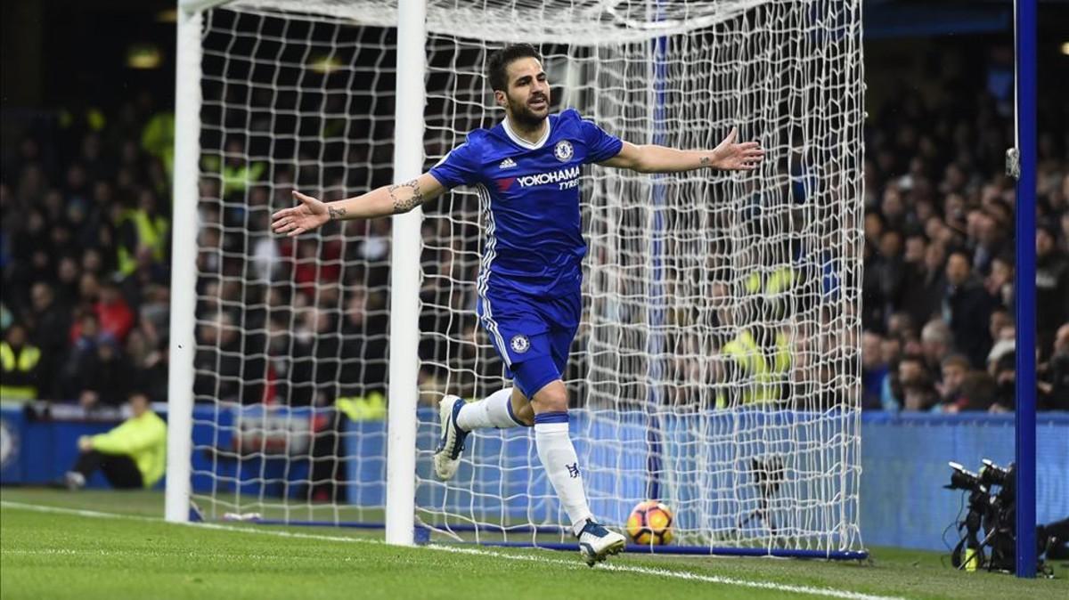 Cesc celebra un gol del Chelsea
