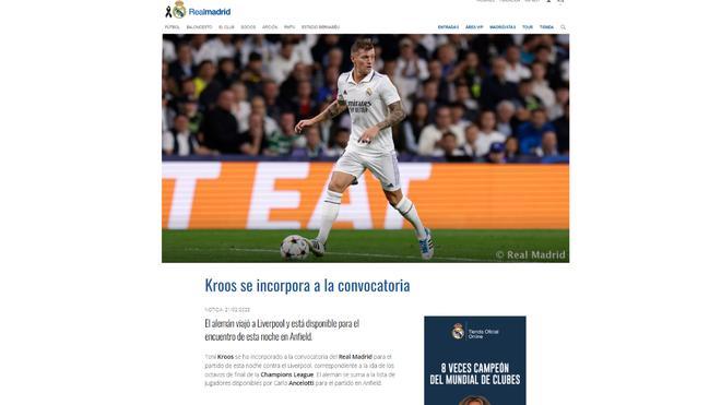 Kroos se incorpora a la convocatoria del Real Madrid a última hora