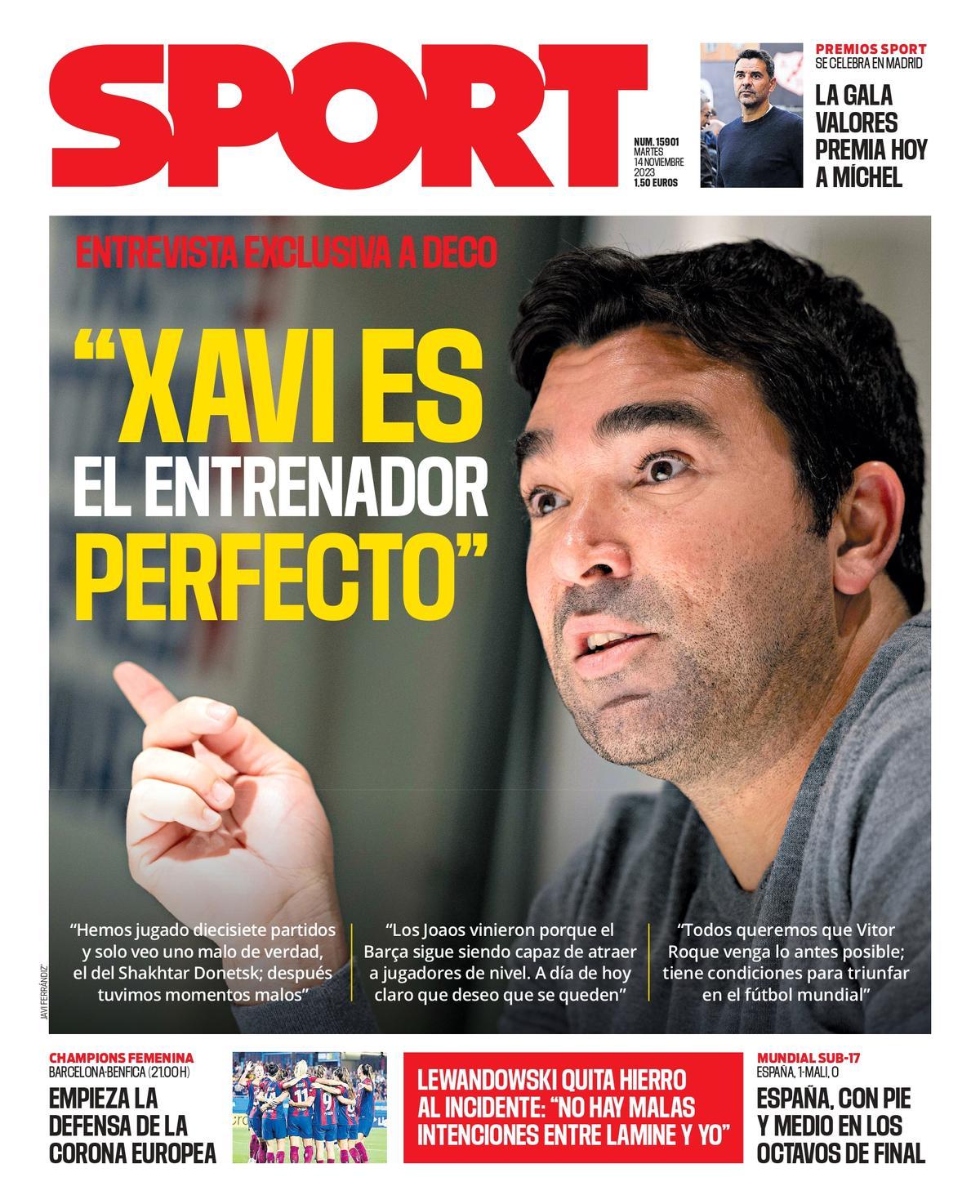 Esta es la portada SPORT de hoy, martes 14 de noviembre