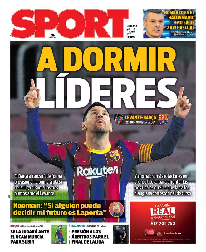 Esta es la portada de SPORT del martes 11 de mayo de 2021 Esta es la portada de SPORT del martes 11 de mayo de 2021