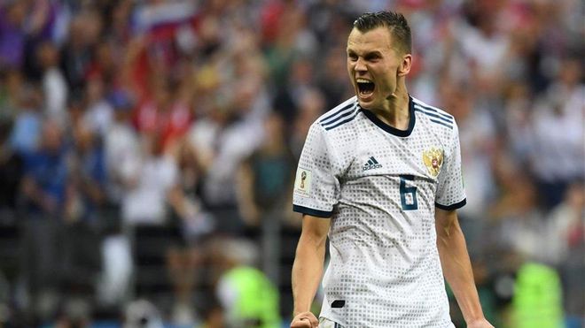 Cheryshev, en un partido con el Rusia en la Copa del Mundo 2018 Cheryshev, en un partido con el Rusia en la Copa del Mundo 2018