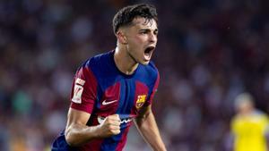 Pedri celebra su gol contra el Cádiz Pedri celebra su gol contra el Cádiz