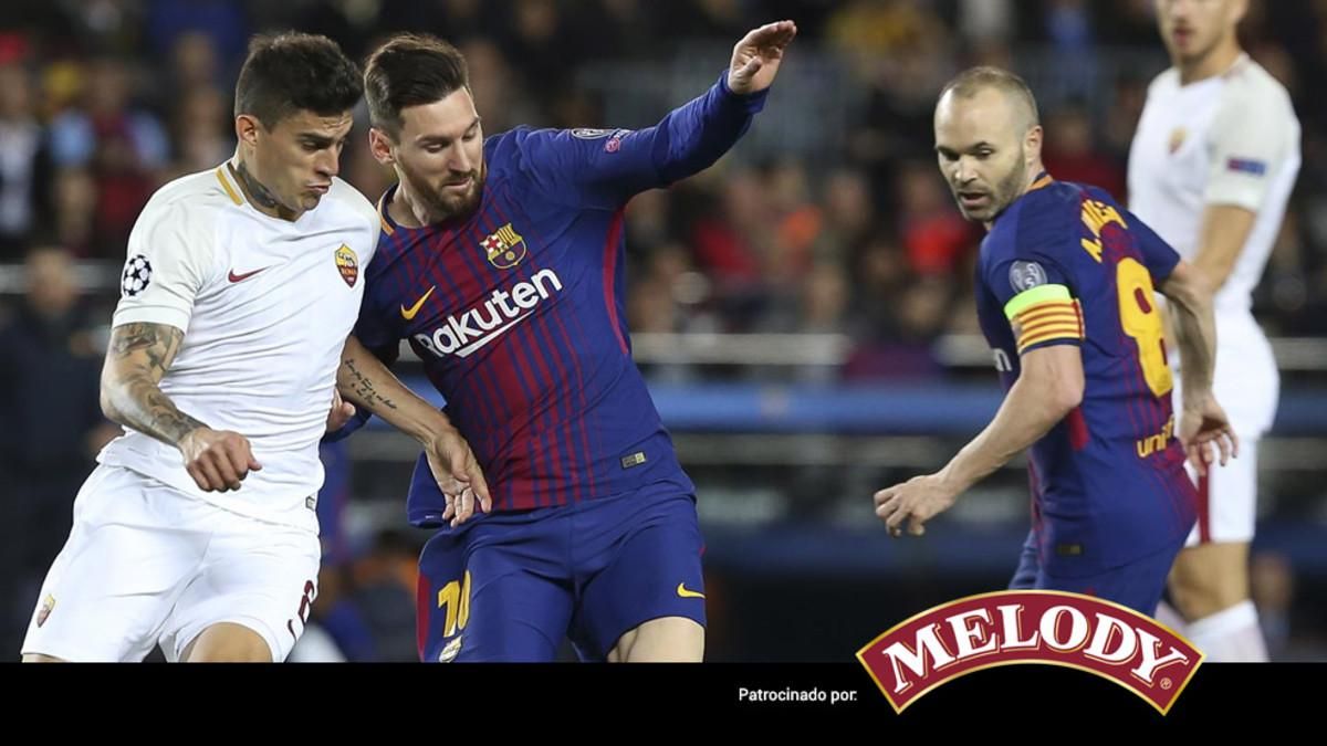 Leo Messi tuvo que sufrir un duro marcaje de la Roma Leo Messi tuvo que sufrir un duro marcaje de la Roma