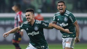 Celebración de uno de los goles del Palmeiras Celebración de uno de los goles del Palmeiras
