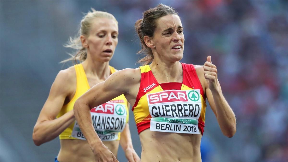 Esther Guerrero corre durante el Europeo de Berlín 2018
