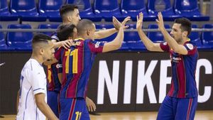 El Barça celebra un gol en el partido que acabó empatando ante el O Parrulo El Barça celebra un gol en el partido que acabó empatando ante el O Parrulo