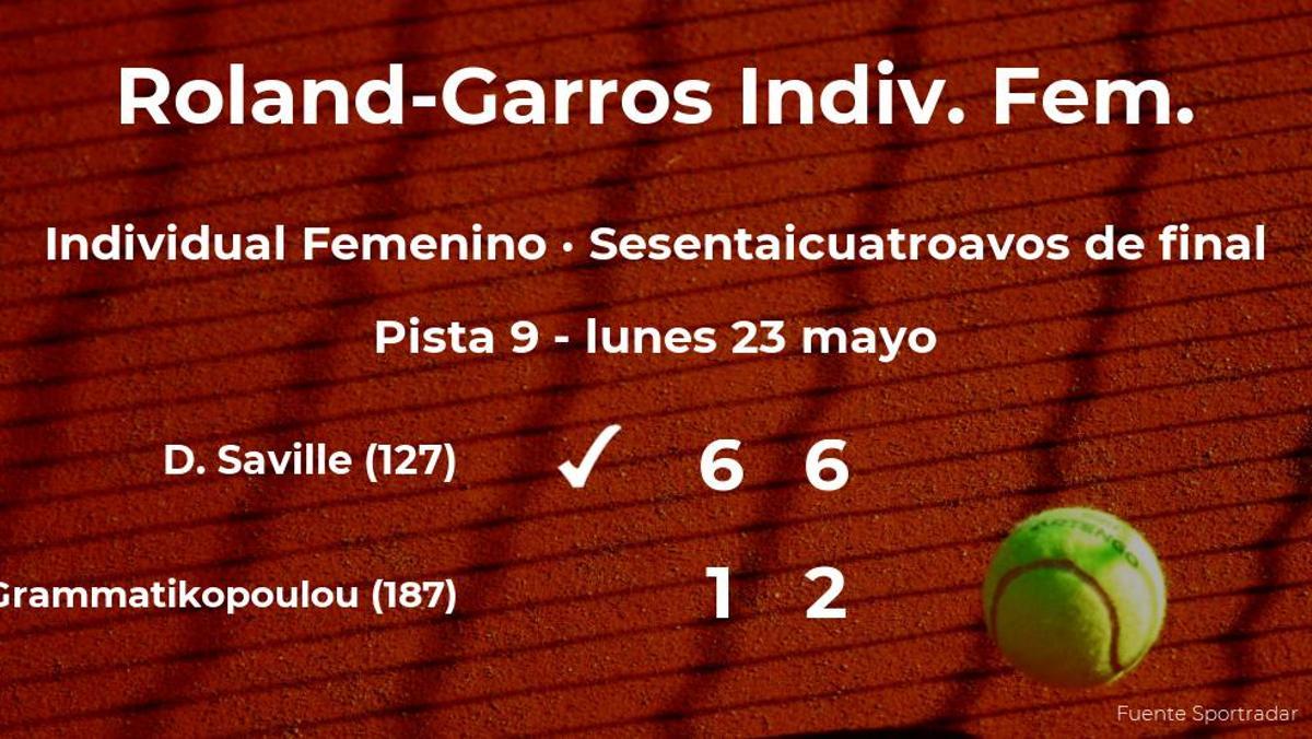 La tenista Daria Saville gana en los sesentaicuatroavos de final de Roland-Garros