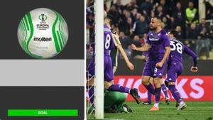 La imagen 3D del gol fantasma y Cabral celebrando el gol de la Fiorentina que sería anulado
