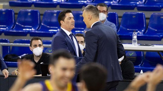 Xavi Pascual le desea suerte a Jasikevicius para la Final Four Xavi Pascual le desea suerte a Jasikevicius para la Final Four