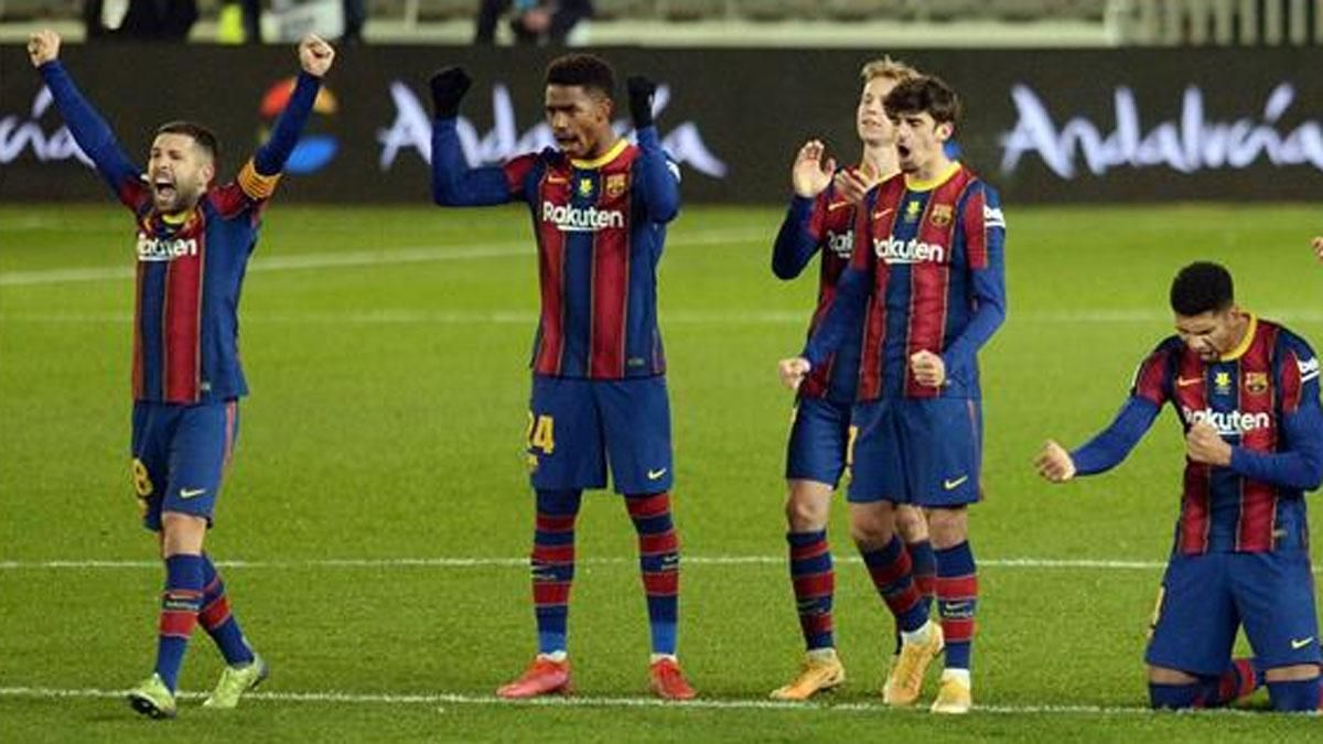 Jordi Alba celebra el pase a la final de la Supercopa de España Jordi Alba celebra el pase a la final de la Supercopa de España