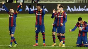 Jordi Alba celebra el pase a la final de la Supercopa de España Jordi Alba celebra el pase a la final de la Supercopa de España