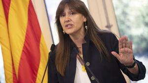 Comparecencia de la presidenta del Parlament Laura Borras  tras ser suspendida