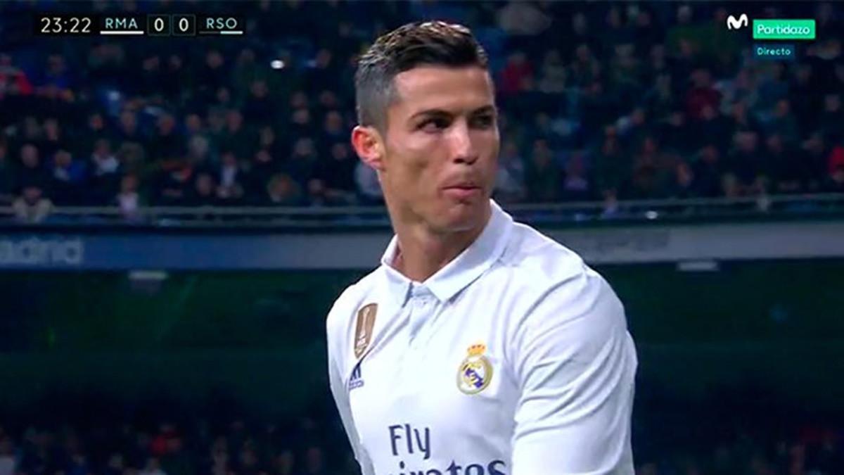 Momento del insulto de Cristiano Ronaldo a la afición del Madrid