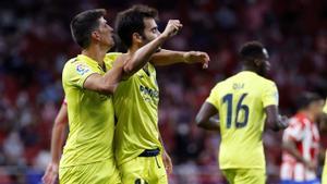 El Villarreal celebrando el gol de Trigueros