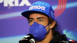 Fernando Alonso en una imagen durante una rueda de prensa en el GP de Bahréin de F1