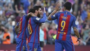 Messi, junto a Neymar y Luis Suárez Messi, junto a Neymar y Luis Suárez