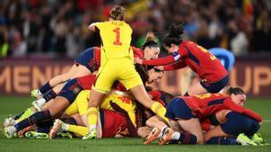 La selección española celebra la conquista del Mundial de Australia y Nueva Zelanda.