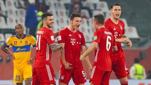 Los jugadores del Bayern celebrando el gol de Pavard Los jugadores del Bayern celebrando el gol de Pavard