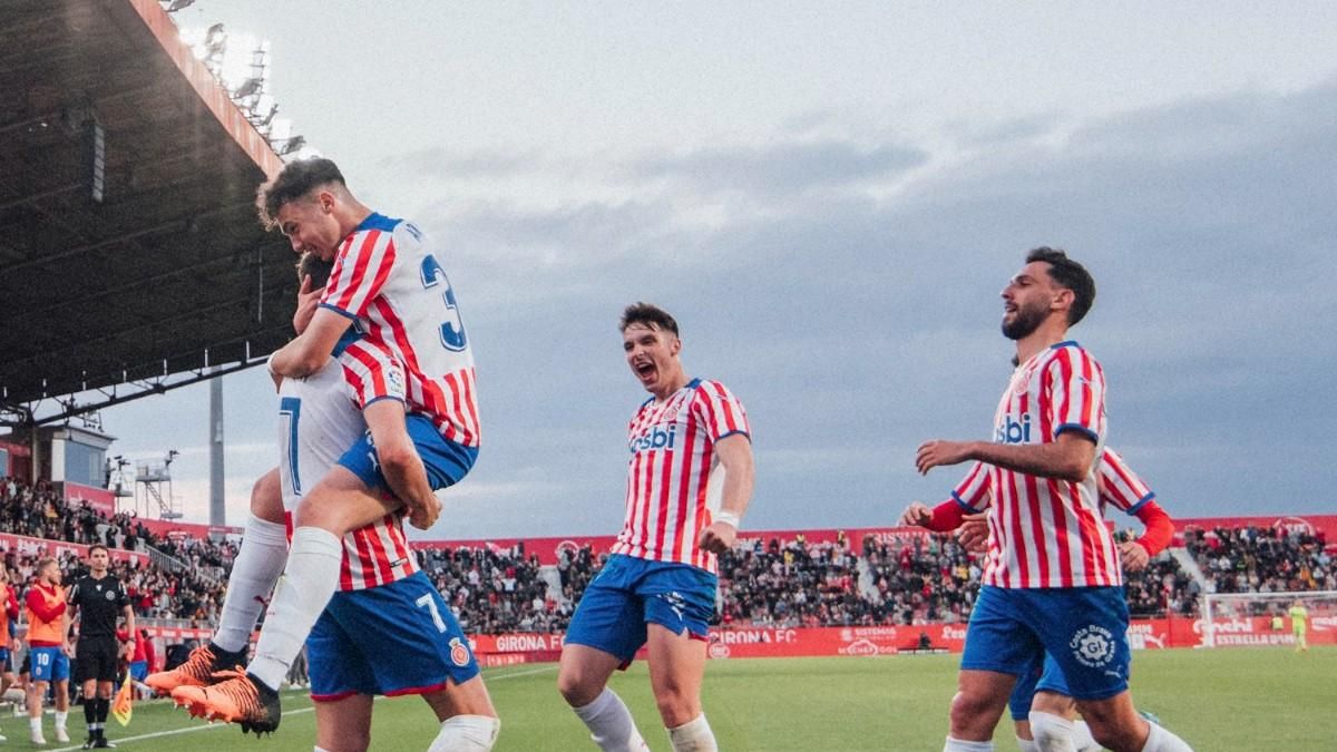 Los jugadores del Girona celebran un gol Los jugadores del Girona celebran un gol