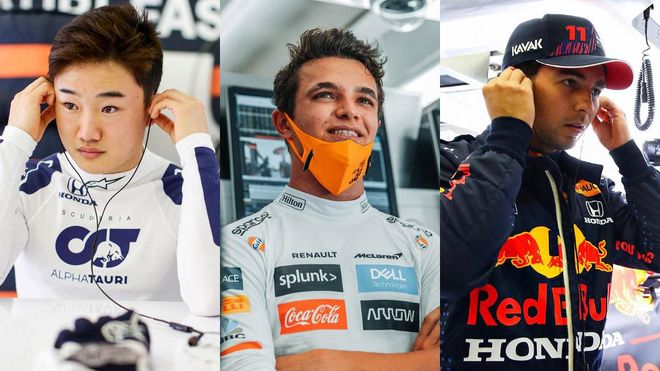 Tsunoda, Norris y Checo Tsunoda, Norris y Checo